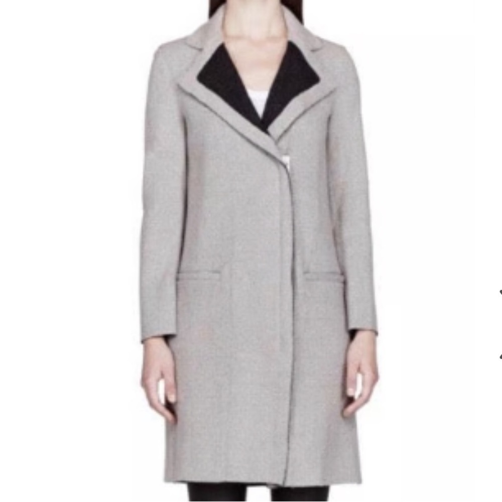 Helmet Lang Long Line Wool Blend Grey Black Zip Front Coat Sz Sm Retails… - Picture 2 of 14